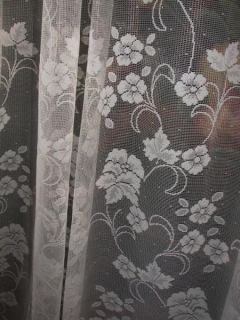  VINTAGE VICTORIAN FRENCH COUNTRY CHIC NET FLORAL LACE DRAPES CURTAINS