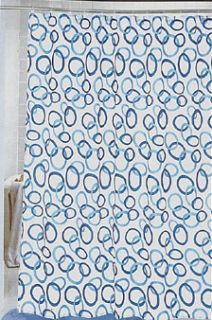 Extra Long Fabric Shower Curtain 84 long Circles Blue Brand NEW