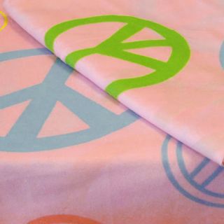 3pc Pink Peace Signs Extra Long Twin Sheet Set Deep Pocket Hippie Bed