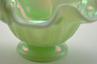 Fenton Carnival Glass Light Green Basket 1990s Hand Made Collectible