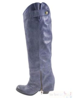 New Fergie Blue Gray Ledger Too Leather Riding Boots Tall Knee High