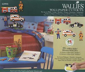 Heroes Wallies Wallpaper Cutouts Kids Police Fire Ambulance Home Decor