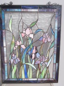 Floral Pattern High Quality Stained Glass Panel 18 x 24 Suncatcher