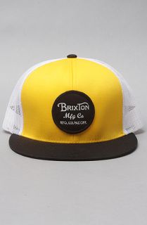 Brixton The Wheeler Trucker Hat in Yellow Black