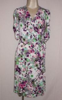 Maggy London Times Floral Fit & Flare Faux Wrap Career Cocktail Dress