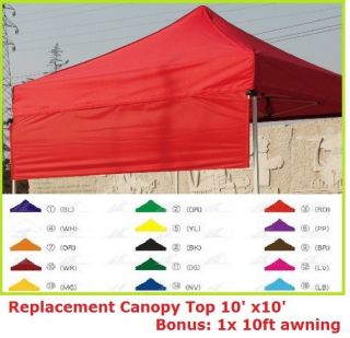 New EZ Pop Up 10 x 10 Replacement Canopy Top Bonus 20colors Choise