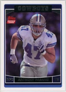 anthony fasano cowboys 2006 topps rc rookie set topps card 381 team