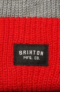 Brixton The Roy Beanie in Light Grey Red