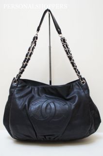 Fab Chanel Halfmoon Washed Leather Large Hobo Black Bag