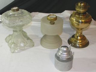 Vintage Oil Kerosene Lamps Brass Glass Pattern Etc