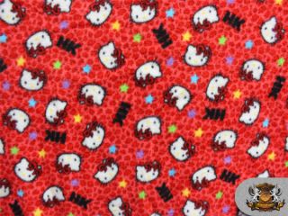Fleece Printed Hello Kitty Red Stars Fabric 58 Wide Sold by The
