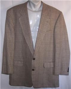 44R Fabrizio Silk Wool Black Brown Plaid Sport Coat Suit Blazer Jacket