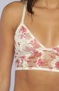 Free People The Printed Lace Crop Bra in Red