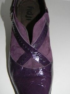 Fidji Purple Patent Leather & Suede Pointy Toe Pumps Heels Shoes Ankle