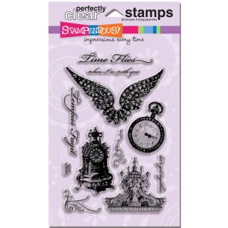  Perfectly Clear Stamps Time Flies Vintage Designs Pocket Watch