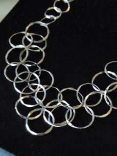 Designer Finola Hammered Sterling Silver 925 Multi Ring Link Chain