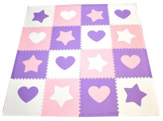 Pink, White & Lavender Eva Foam Playmat Floor Mat Set by Tadpoles NEW