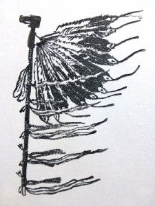mounted rubber stamp native american ceremony dance stick indian