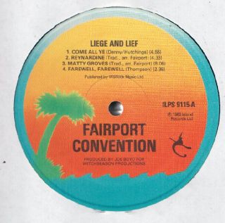 Fairport Convention Liege Lief LP VG NM UK Island