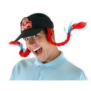Burger Joint Fast Food Server Costume Hat w Wig Braids