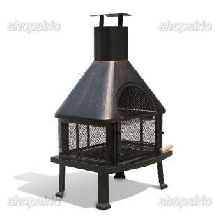 Outdoor Deck or Patio Firehouse Fire Pit Fireplace with Chimney Safe