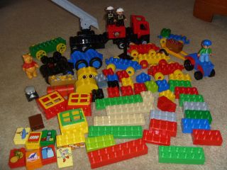  60 Lego Duplo PC Fire Truck Tractor People Windows Cars Bricks