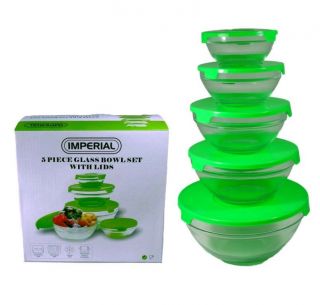 Pcs Glass Healty Food Storage Container Mixing Bowl Set with Lime