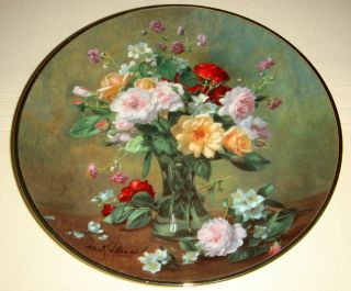 Albert Williams Gorgeous Vase w Lovely Flowers Autumn Bouquet Plate BX