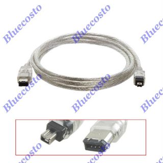 4ft 6 to 4 Pin IEEE 1394 iLink Firewire Cable Cord 6P 4P M M DV Camera