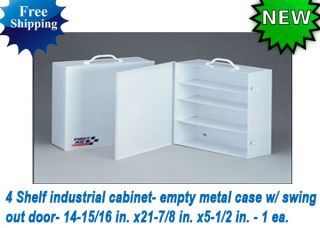 First Aid Only 4 Shelf Industrial Cabinet Empty Metal Case w Swing Out