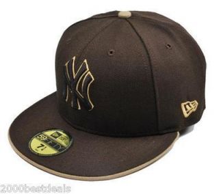 New Era MLB Baseball Fitted Cap 59Fifty New York Yankees Brown Tan Cap