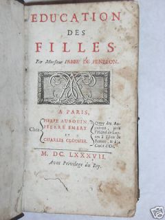 Education Filles Fenelon Instruction Enfant Femme 1687