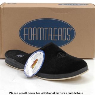 New Foamtreads Deeridge Velvet Black Comfort Lounge Slippers Shoes Men