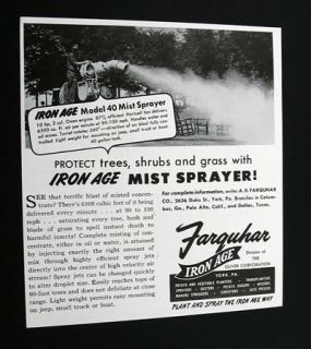 Farquhar Iron Age Mist Sprayer Insect Spray 1952 Ad