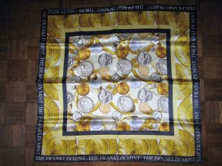 Beautiful Franklin Mint Gold and Silver Coins Silk Scarf New with Box