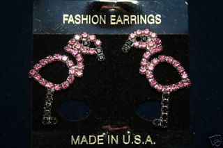 Pink Black Austrian Crystal Flamingo Earrings