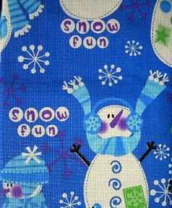  winter blue snowman snowflake vinyl tablecloth flannel back all sizes