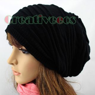 Mens Folds Slouchy Beanie Winter and Fall Wool Hat Knit Hat Skull Ski