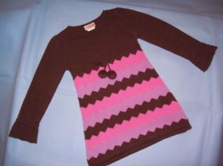 FLAPDOODLES Girls Boutique Brown & Pink Knit Sweater Dress Sz 6 6x