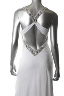 FAVIANA New White Embellished Chiffon Lined Full Length Formal Dress 4