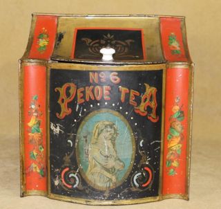 Small Clean Antique 19thC Victorian Country Store Tin Pekoe Tea Bin