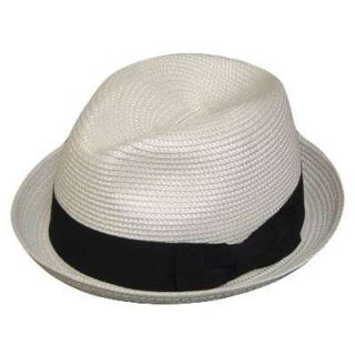Fedora Trilby White Poly Hat Black Bow Medium Large