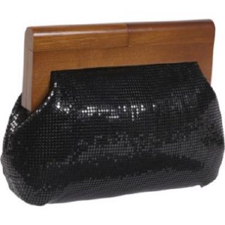 Handbags Whiting and Davis Heidi Wood Framed Mesh Clutch Black Shoes