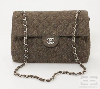 Chanel Brown Multicolor Quilted Tweed Classic Jumbo Flap Bag