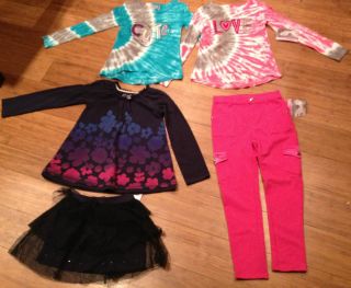 Flapdoodles Girls Outfit 3 long sleeve shirts pants skirt Size 5 BRAND