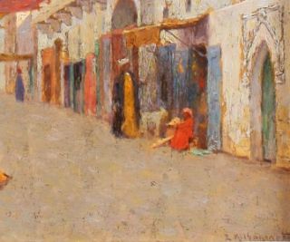 Edward Foote Listed Orientalist Impressionist Oil Painting Arab Fruit