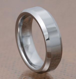Tungsten Carbide Ring Grossy Flat Top Beveled Edge His Her Wedding