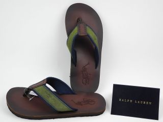  Seacroft Suede Sandals Leather Mens Flip Flops Green Blue