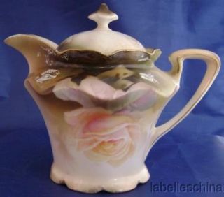  Poland Individual Sized Teapot HPT Misty Rose Gilt Trim Flaws