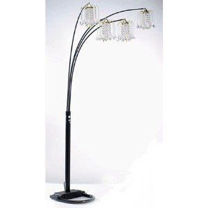 Arc Floor Lamp with 4 Crystal Like Shades in Black Finish